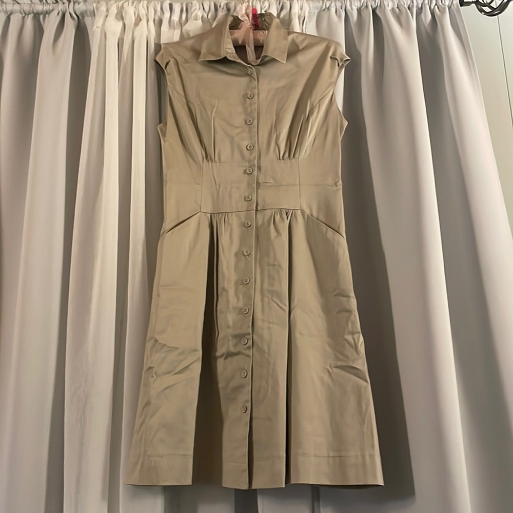 Calvin Klein Khaki Sleeveless Shirt Dress